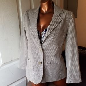 Theory Jovanna Abilene Jacket Blazer Cotton olive Stripe 10